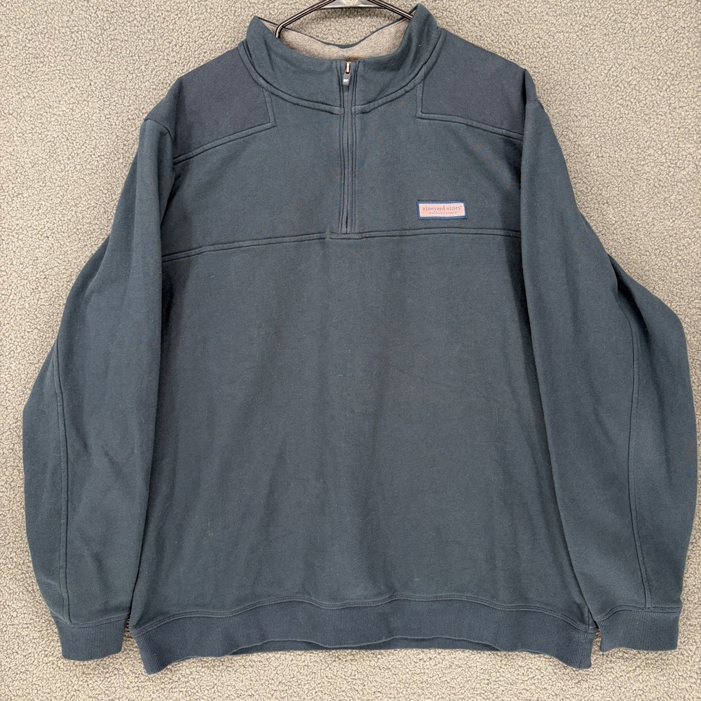 Vineyard Vines Mens XXL Navy Blue Cotton Shep Shirt Quarter Zip Pullover